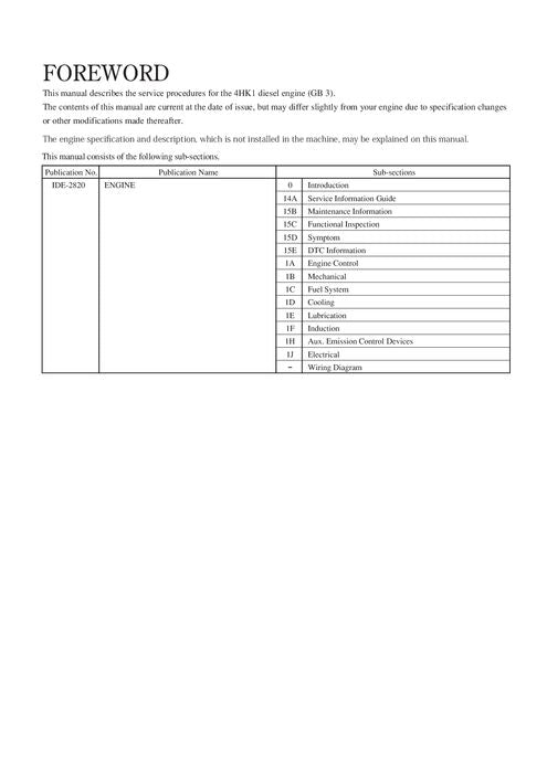 HITACHI 4HK1 ENGINE SERVICE MANUAL ETDCYEN00