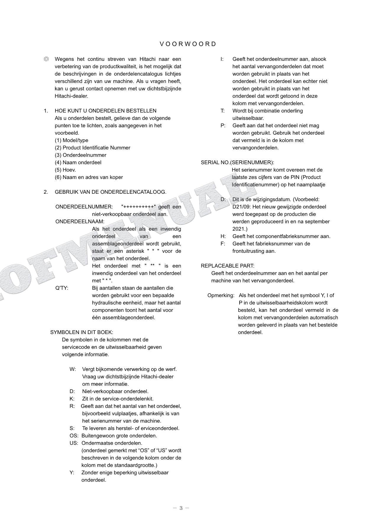 HITACHI ZAXIS ZX135US-6 Equipment Component Excavator Parts Catalog Manual