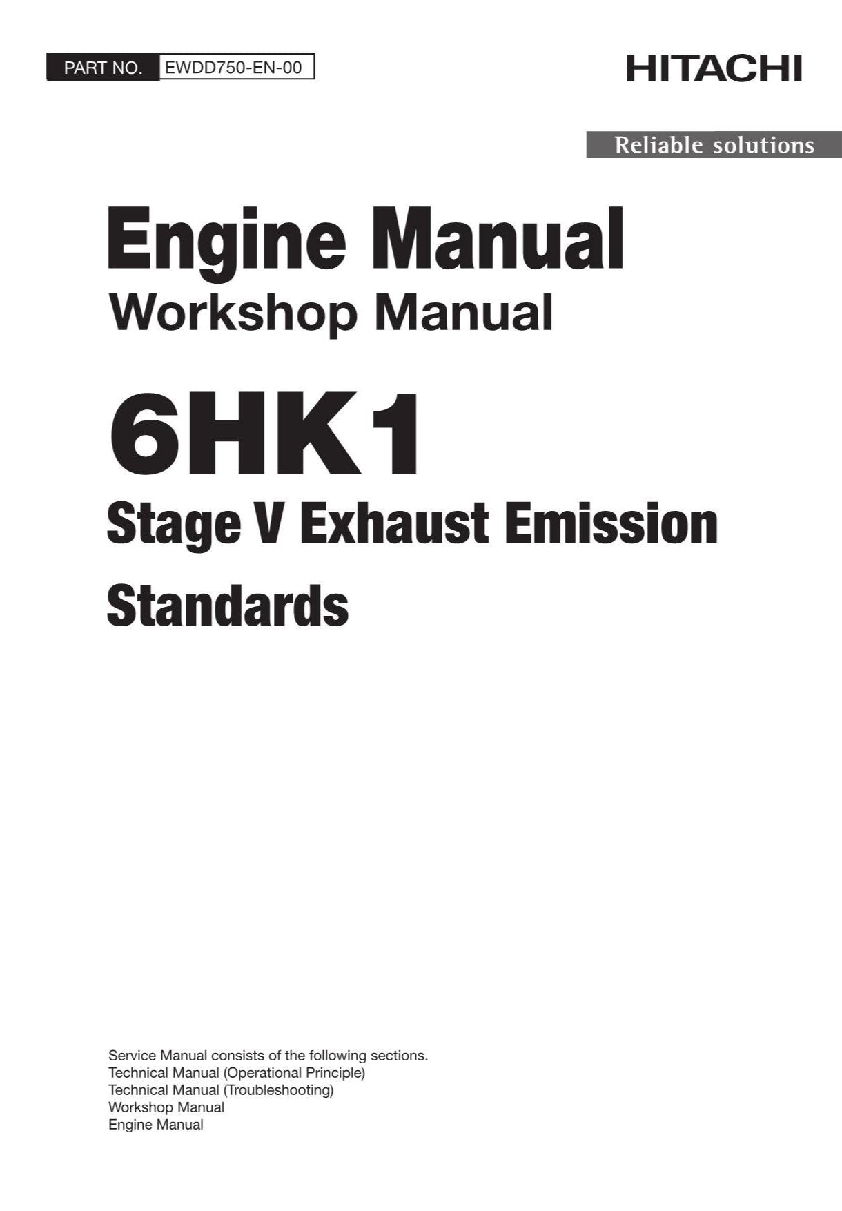 Hitachi 6HK1 V STAGE V Workshop Engine Service Repair manual EWDD750