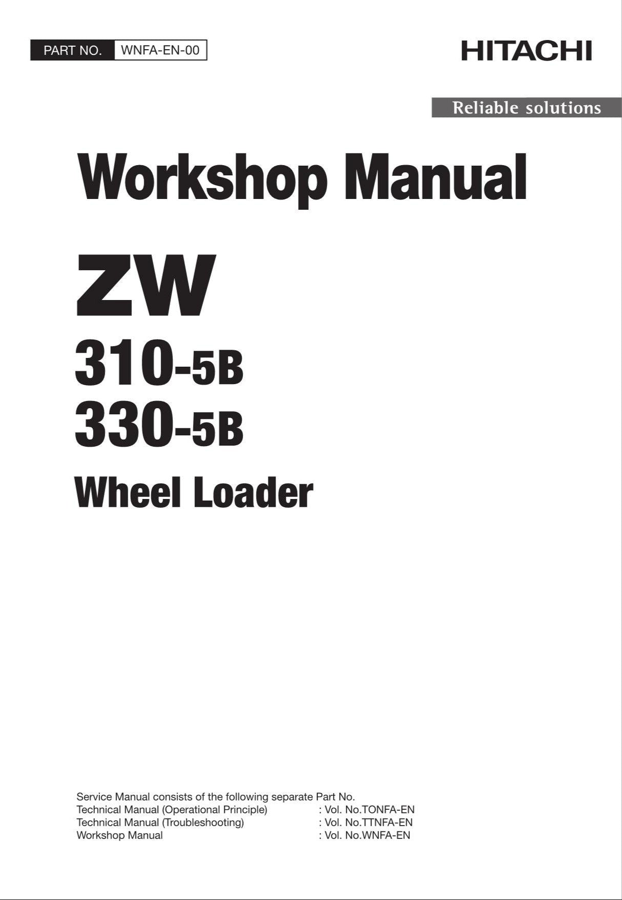 Hitachi ZW310-5B ZW330-5B Wheel Loader Workshop Manual