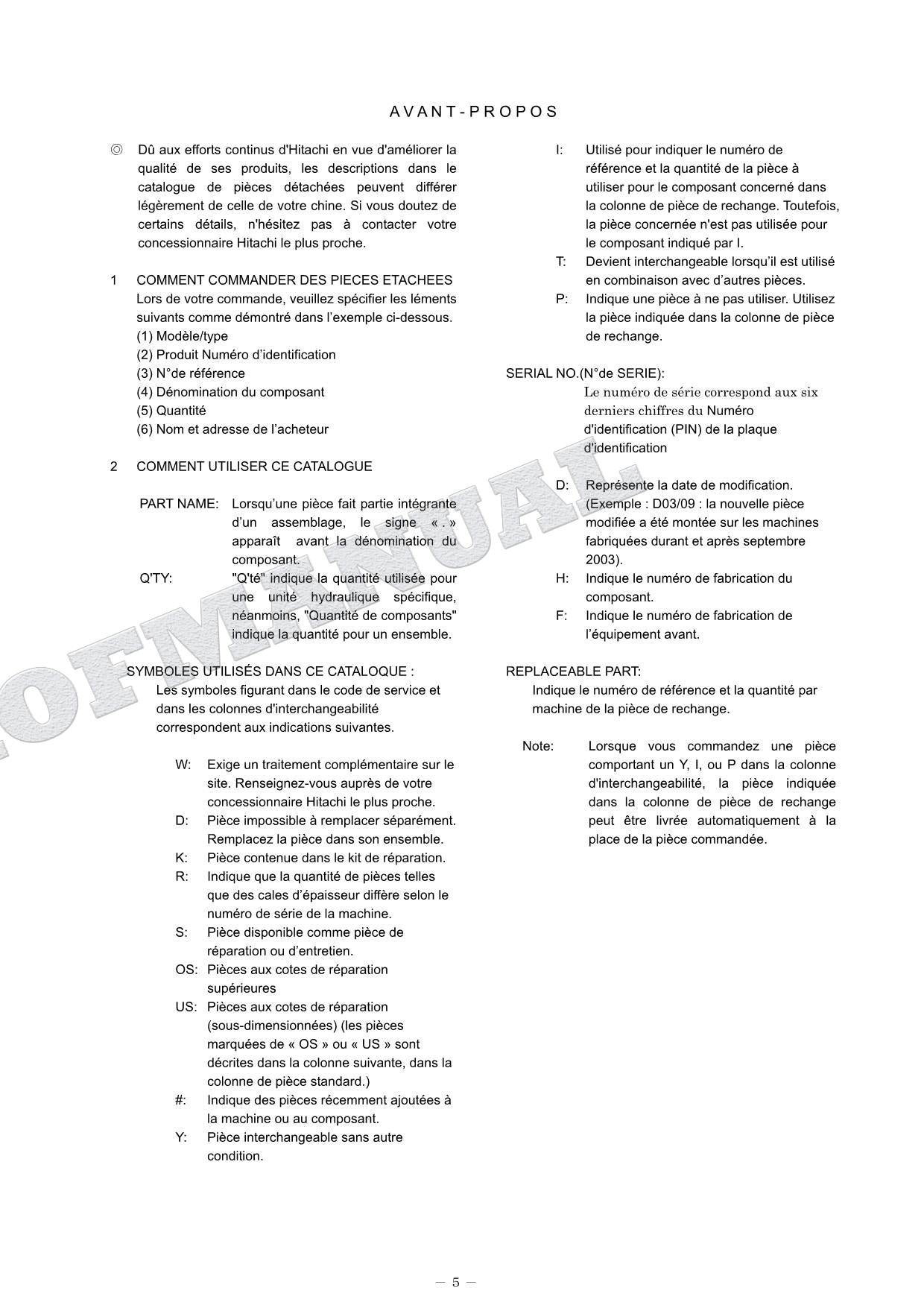 HITACHI ZAXIS ZX75UR-3 Equipment Component Excavator Parts Catalog Manual