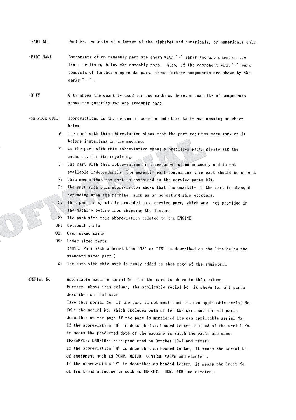 HITACHI EX60 Excavator Parts Catalog Manual P107-1-7