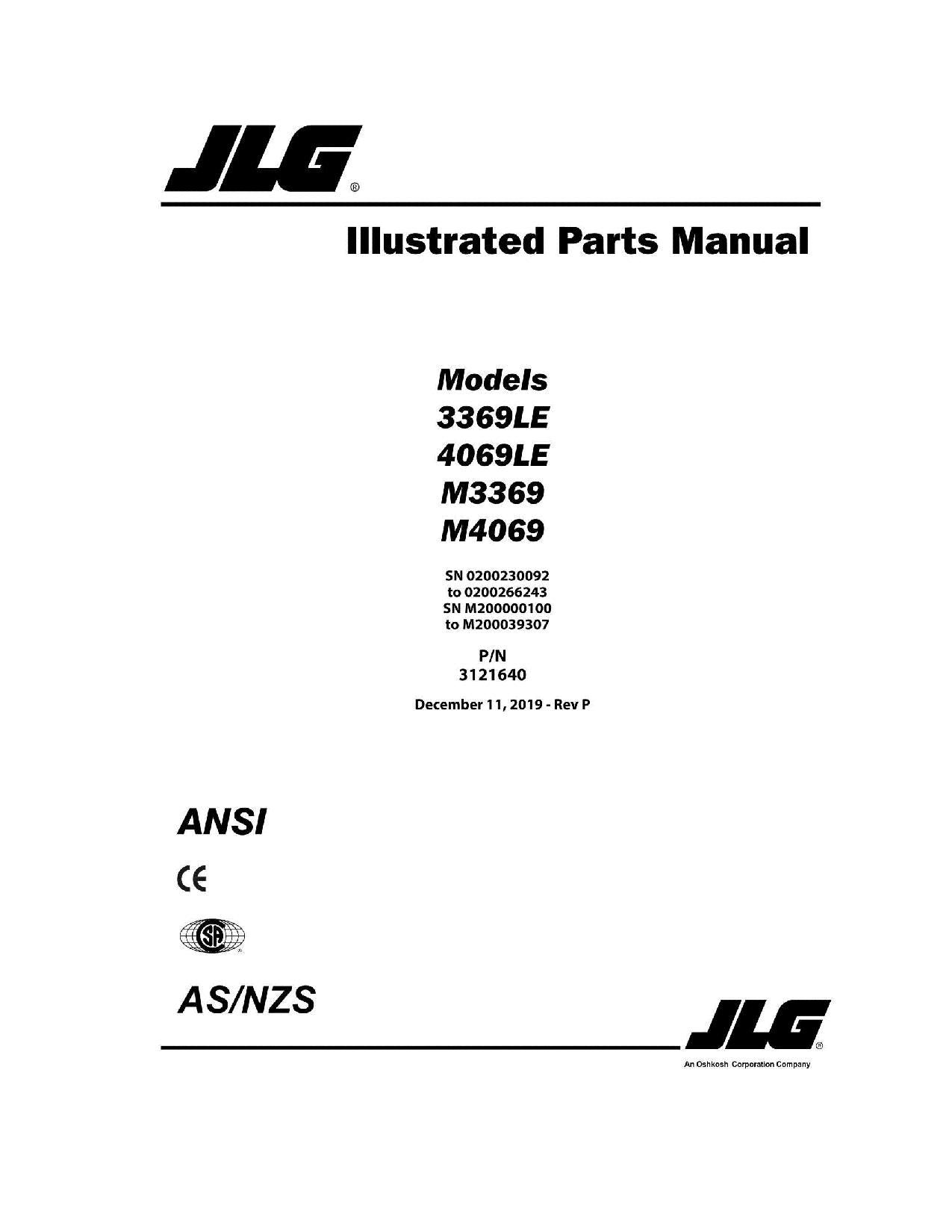 Catálogo de piezas del elevador de tijera JLG 3369LE 4069LE M3369 M4069 Manual 3121640
