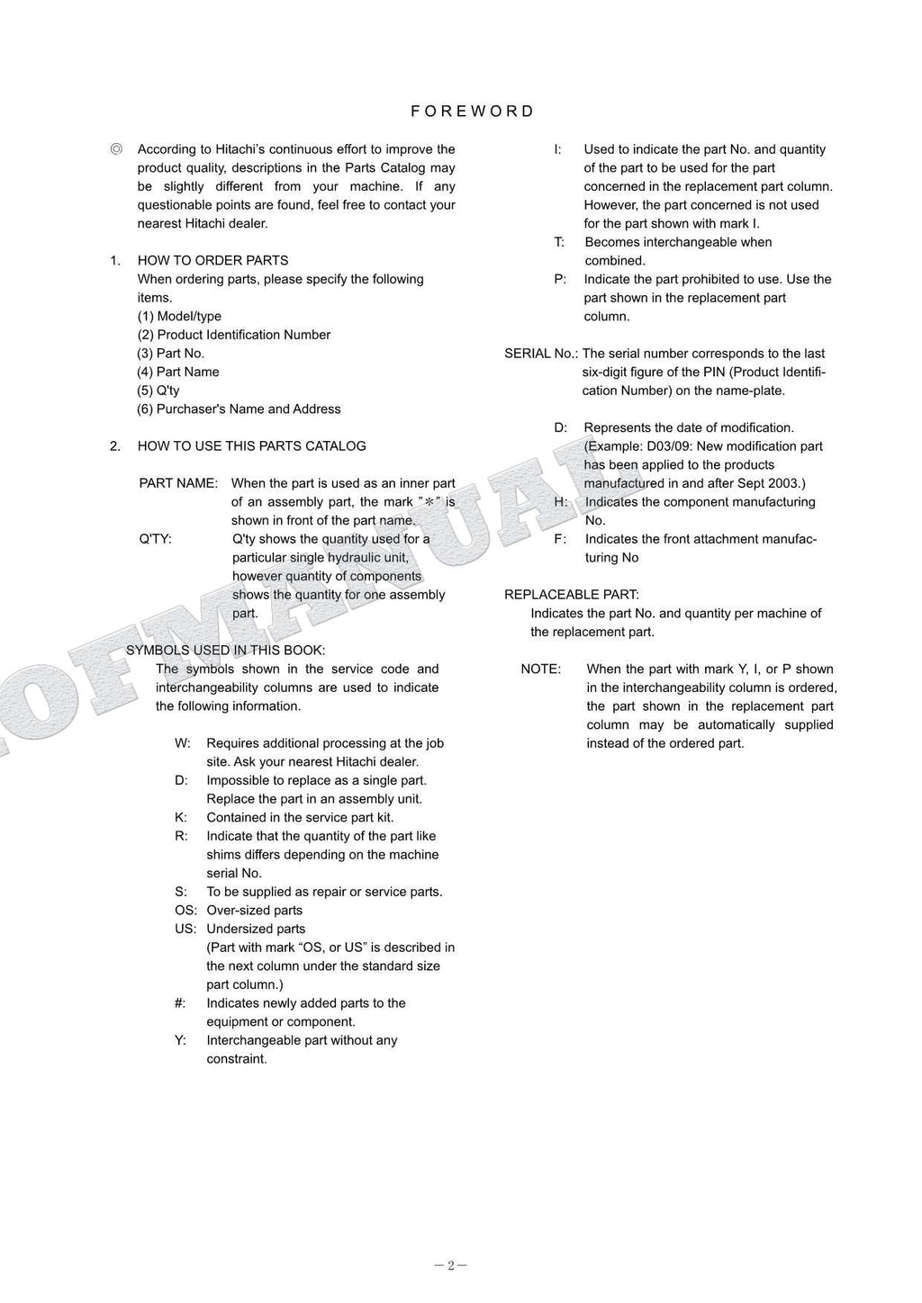 HITACHI ZAXIS ZX160LC-5G Equipment Component Excavator Parts Catalog Manual