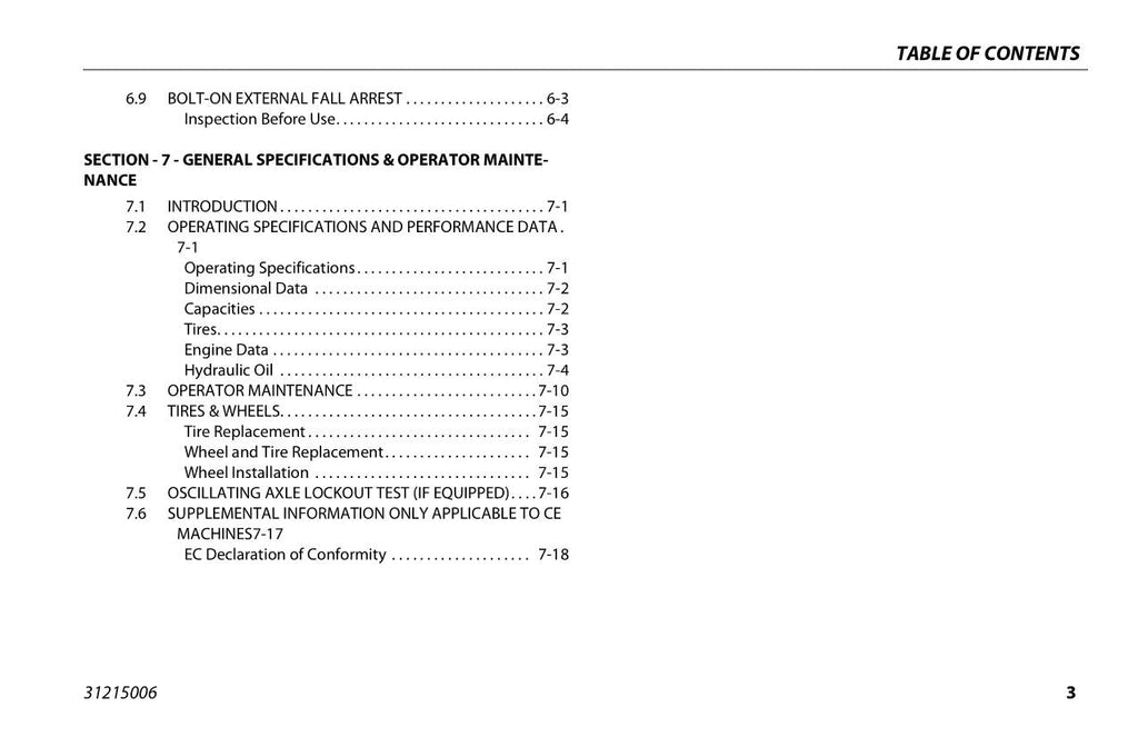 Manual del operador de mantenimiento y operación de la plataforma elevadora JLG H340AJ 31215006