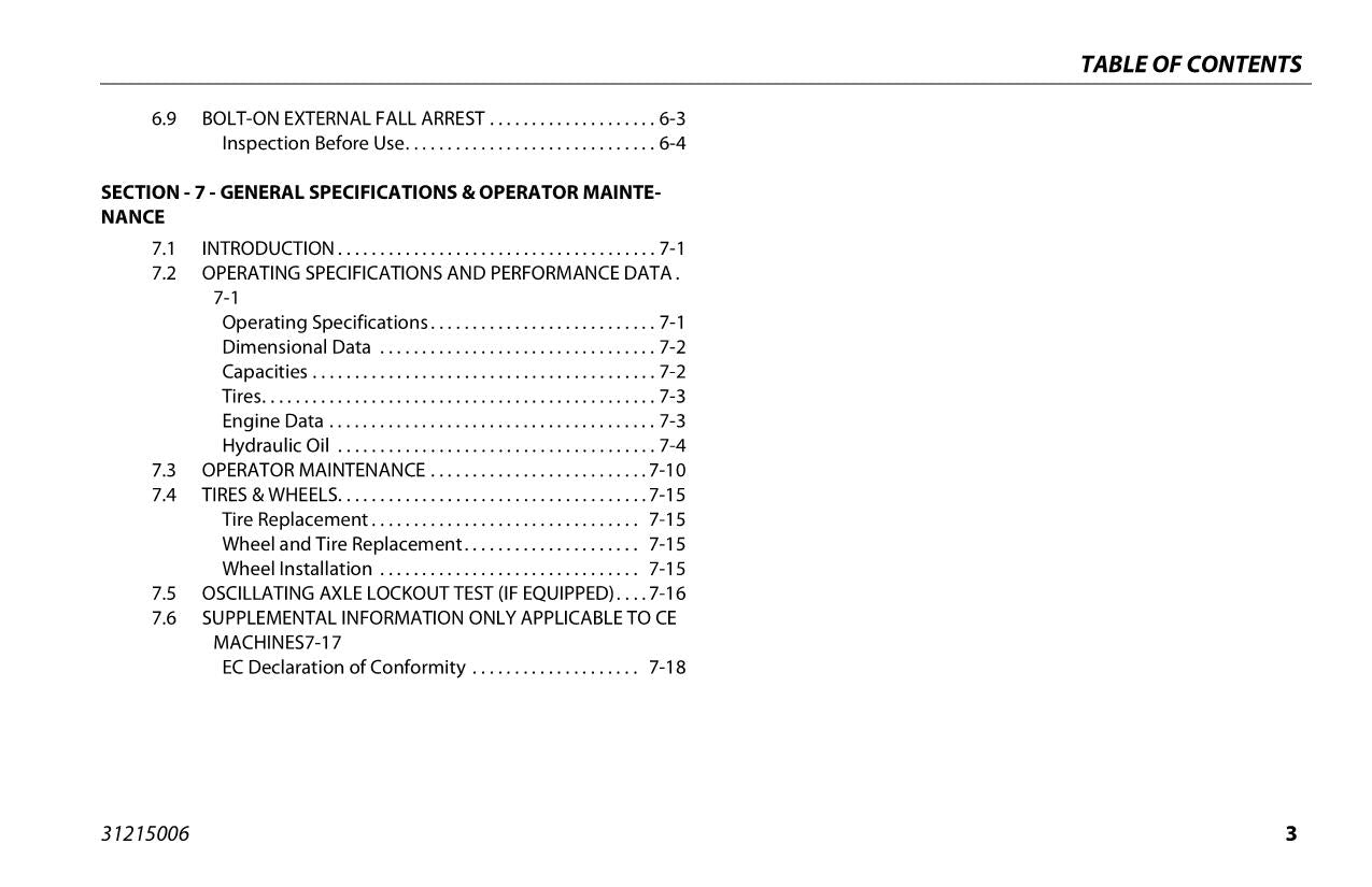 Manual del operador de mantenimiento y operación de la plataforma elevadora JLG H340AJ 31215006