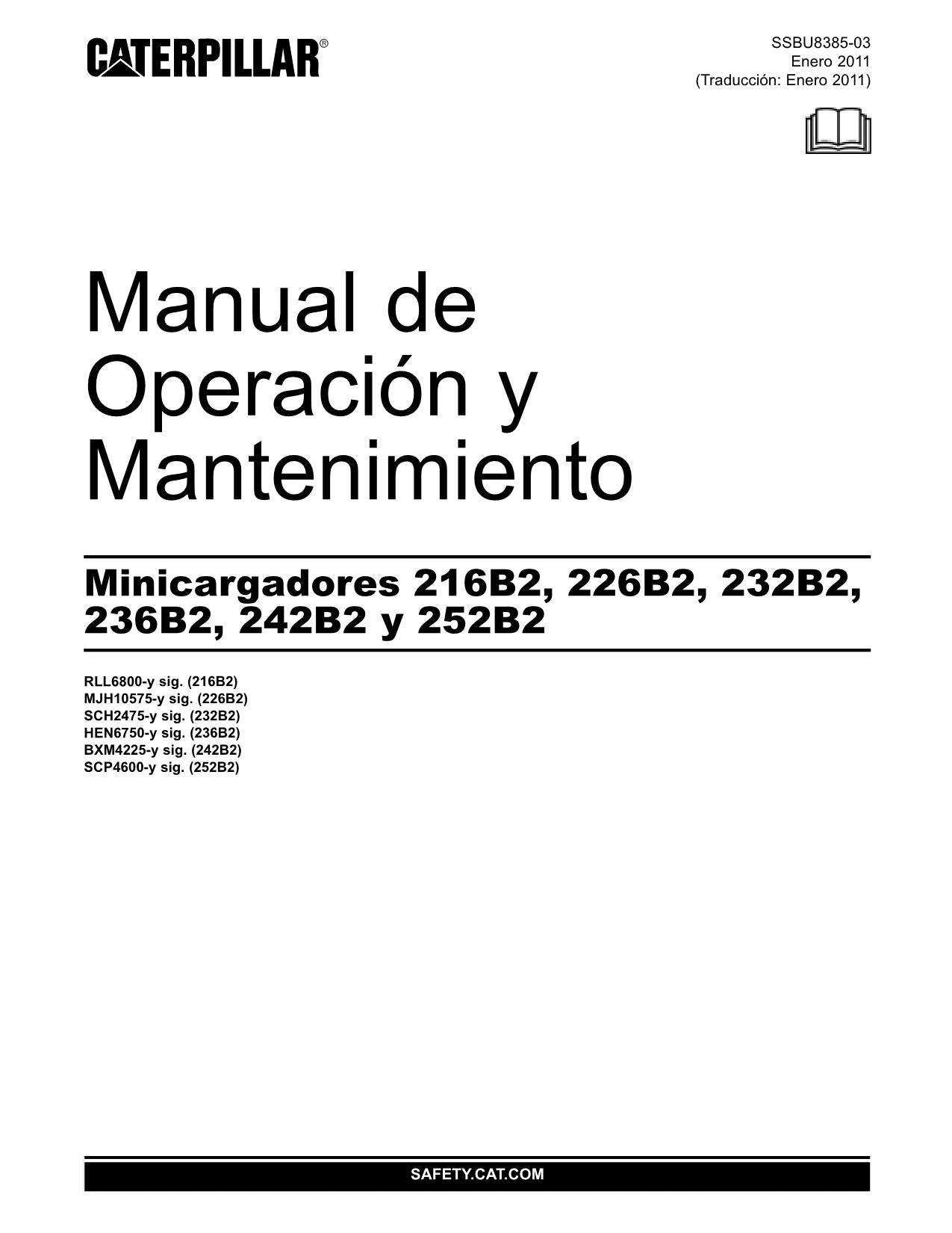 Caterpillar 216B2 226B2 232B2 236B2 242B2 252B2 Cargador Manual de Operación