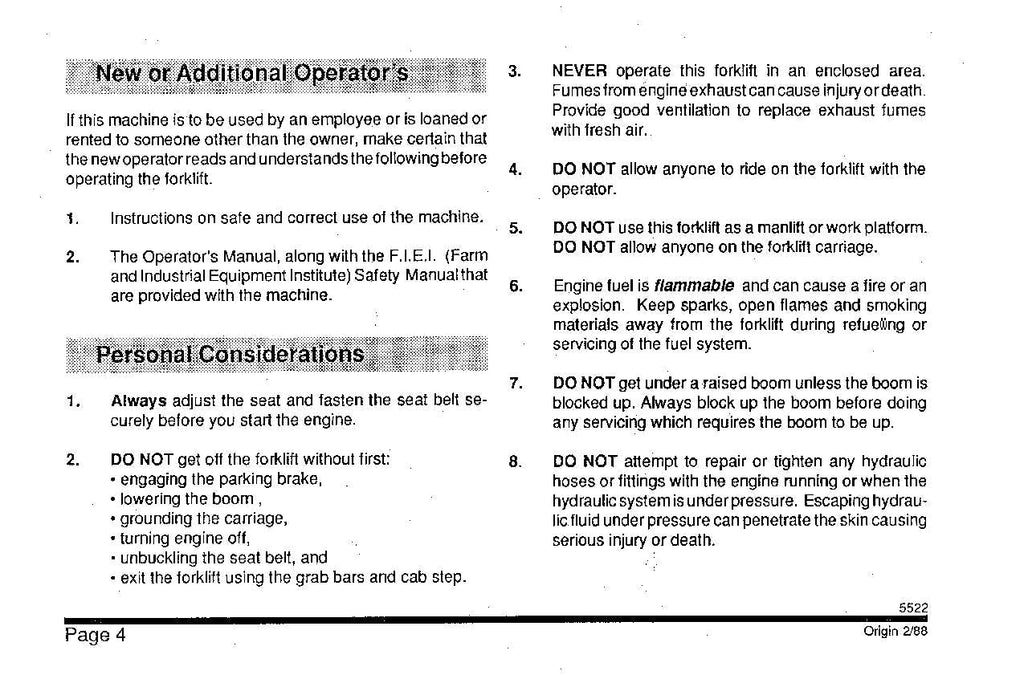 SKYTRAK 5522 Telehandler Maintenance Operation Operators Manual