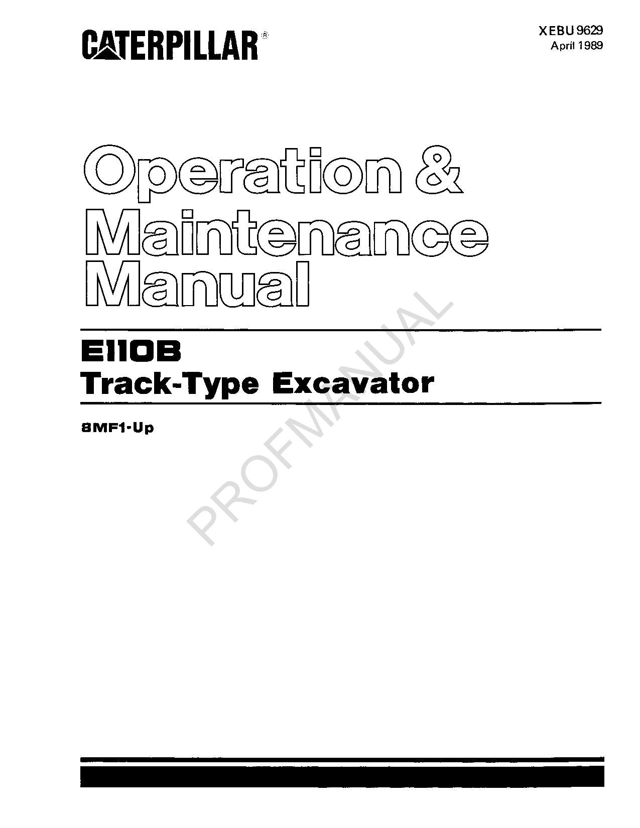 Manual de mantenimiento del operador de la excavadora de cadenas Caterpillar E110B
