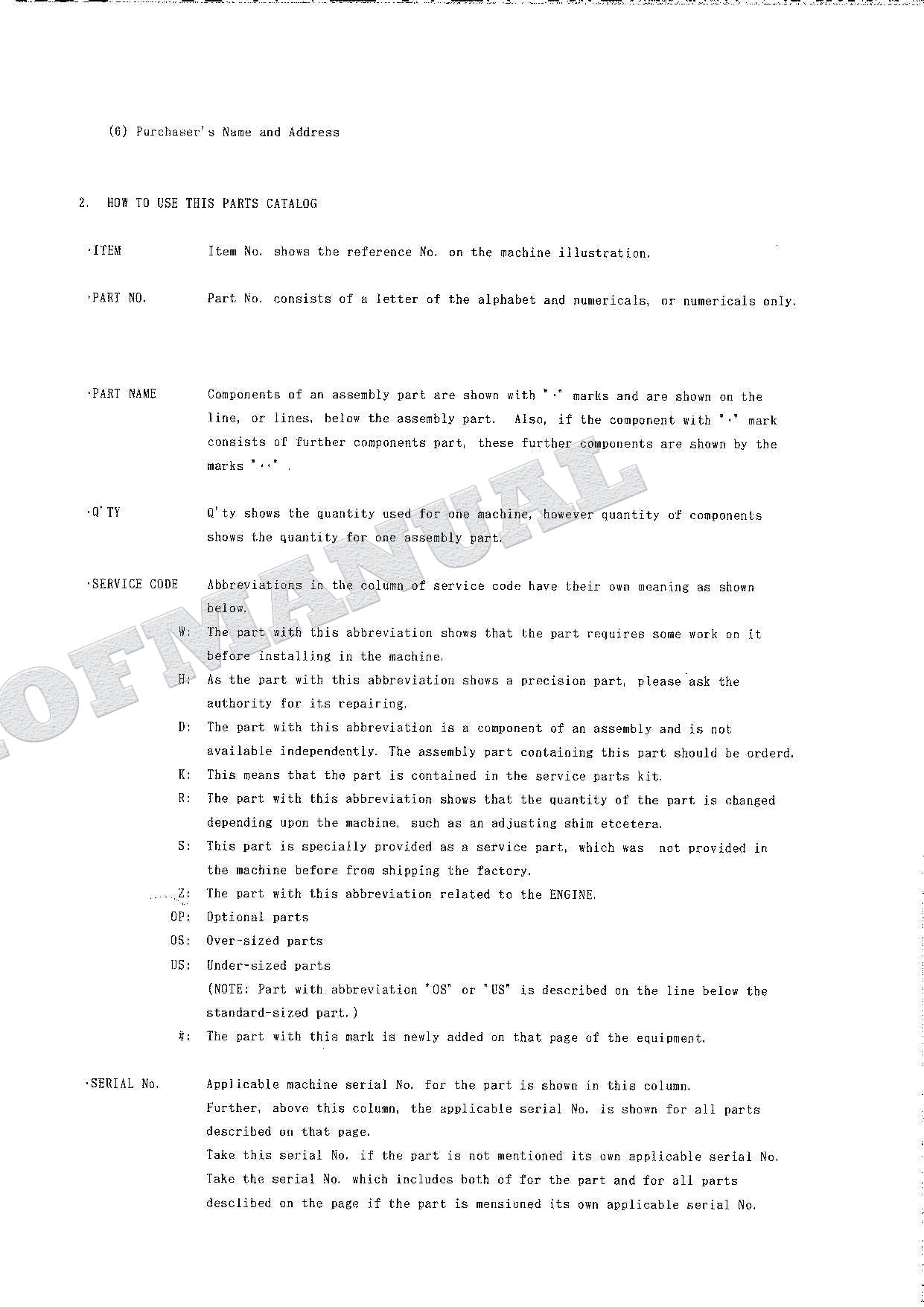 HITACHI EX120-2 Excavator Parts Catalog Manual SN 3001-