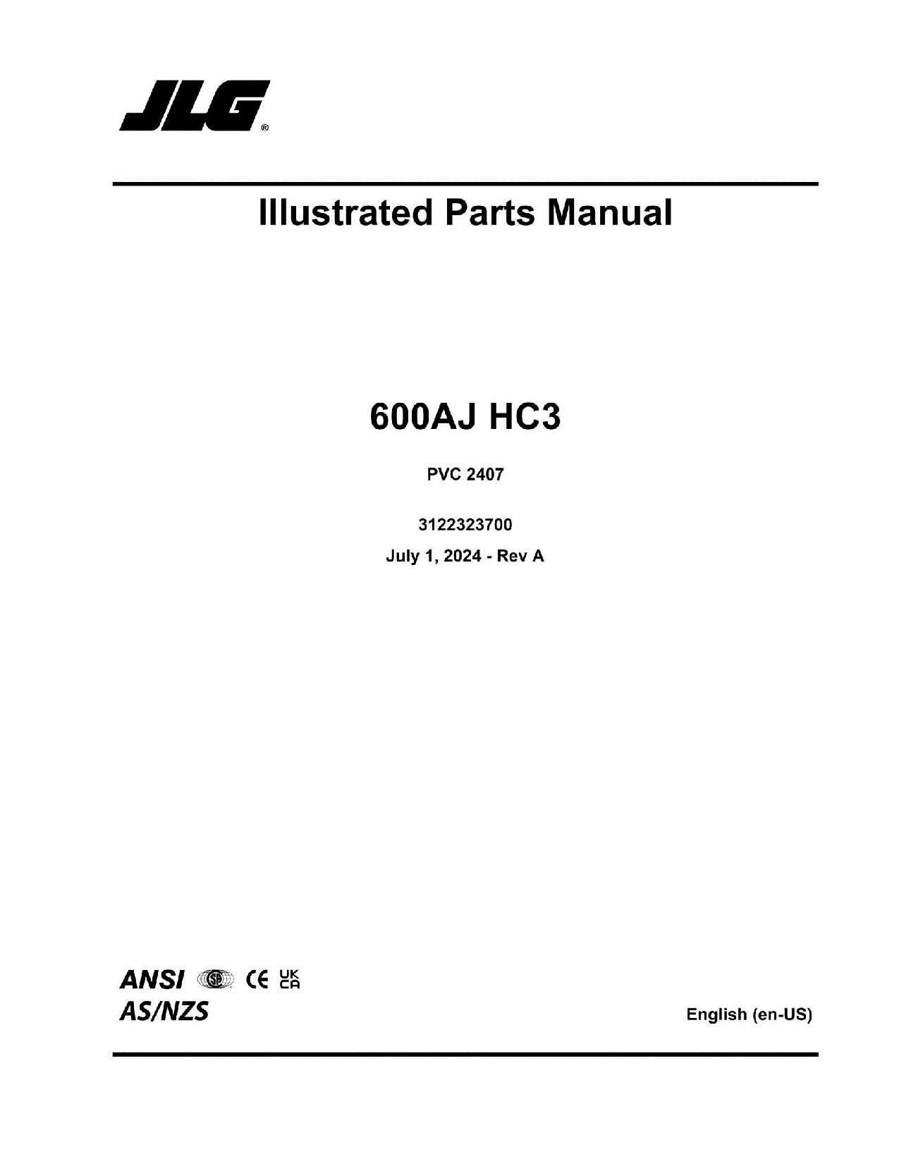 Manual del catálogo de piezas del elevador de pluma JLG 600AJ HC3