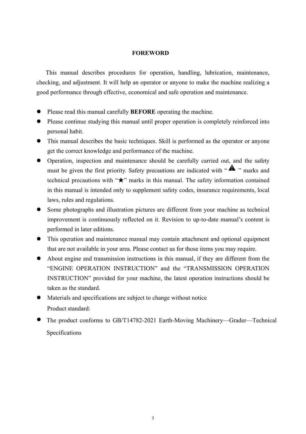 Hyundai HG320 MOTOR GRADER Operators Maintenance Manual