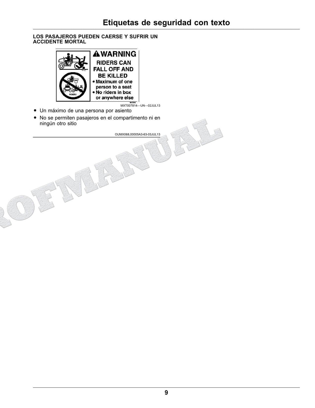 John Deere TX Turf Gator Kawasaki FJ400 Gas Engine cocodrilo Manual del Operador