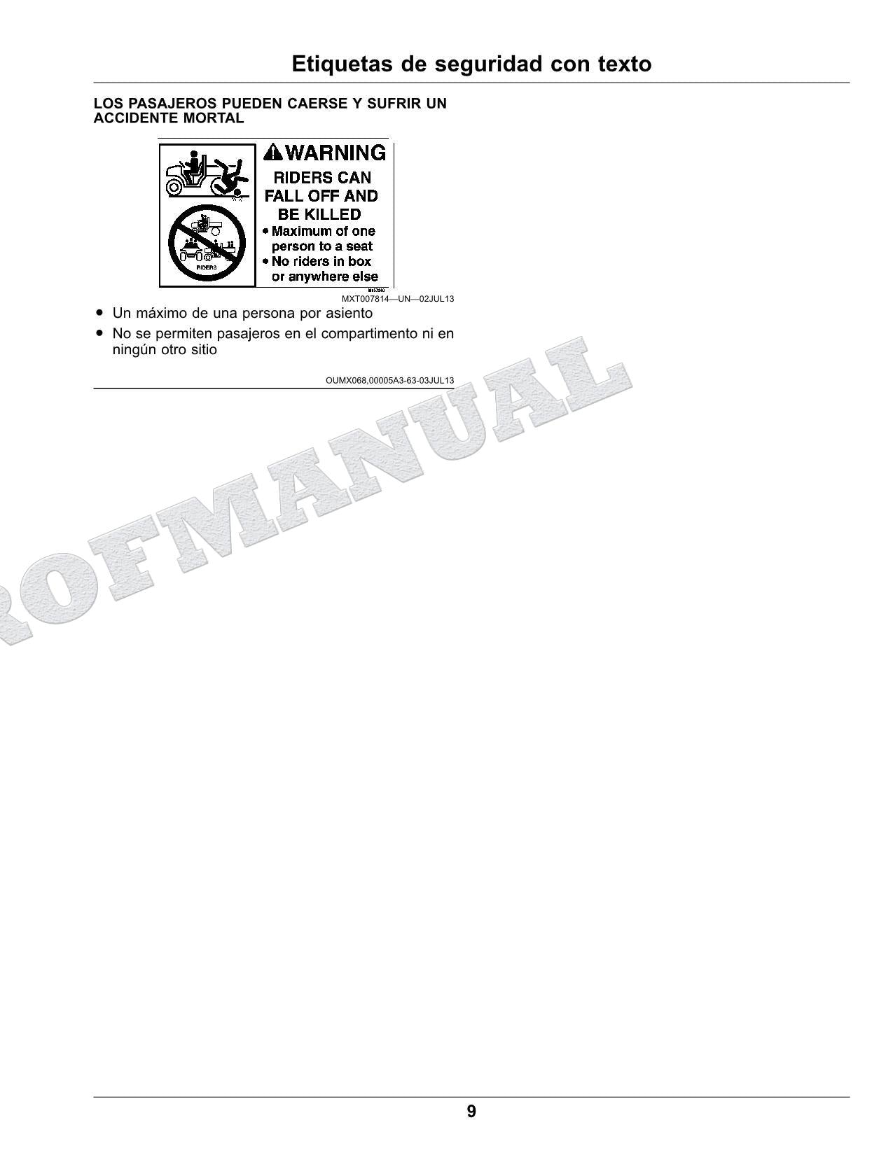 John Deere TX Turf Gator Kawasaki FJ400 Gas Engine cocodrilo Manual del Operador