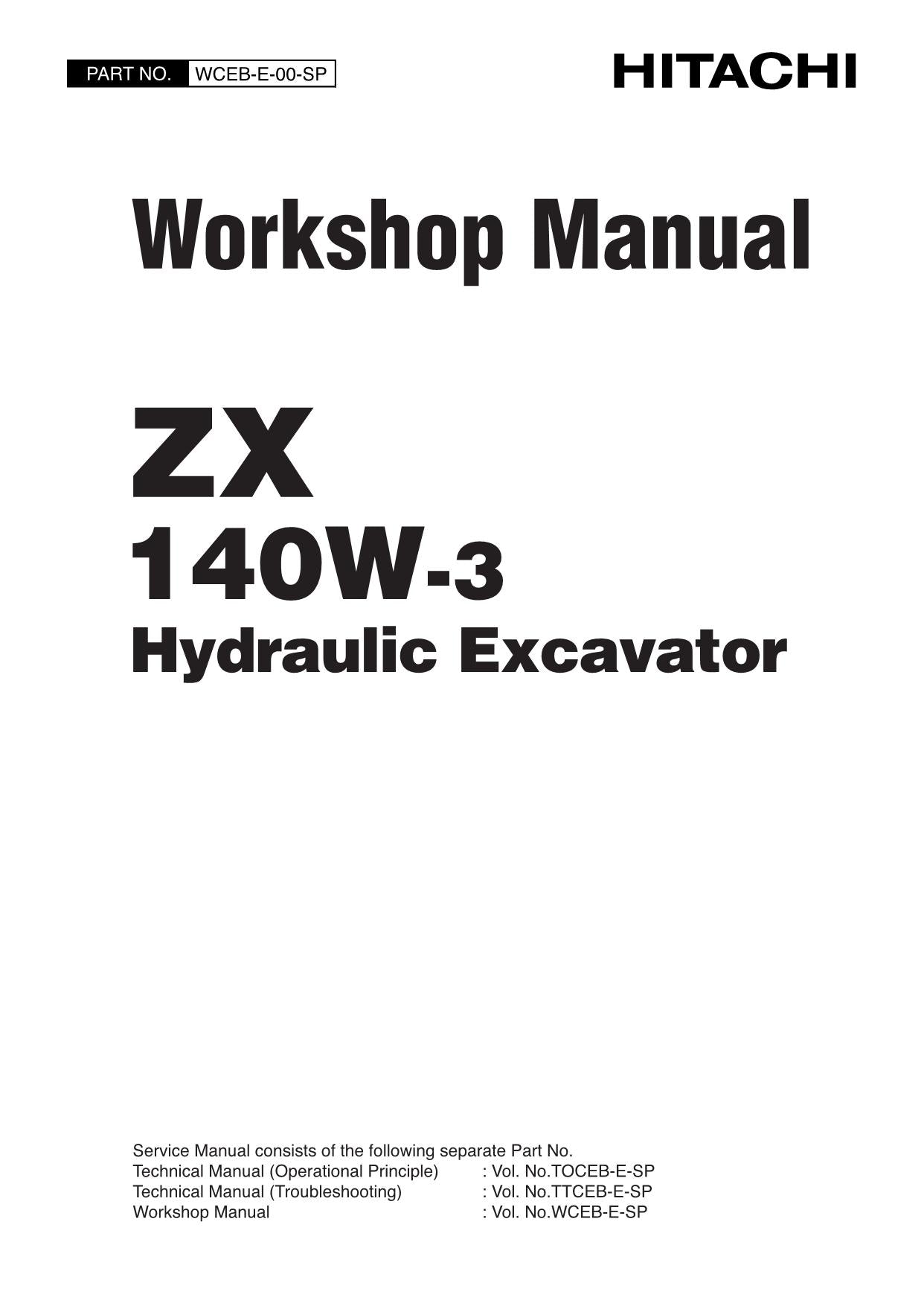 HITACHI ZAXIS ZX140W-3 EAR control Excavator Workshop Service Manual