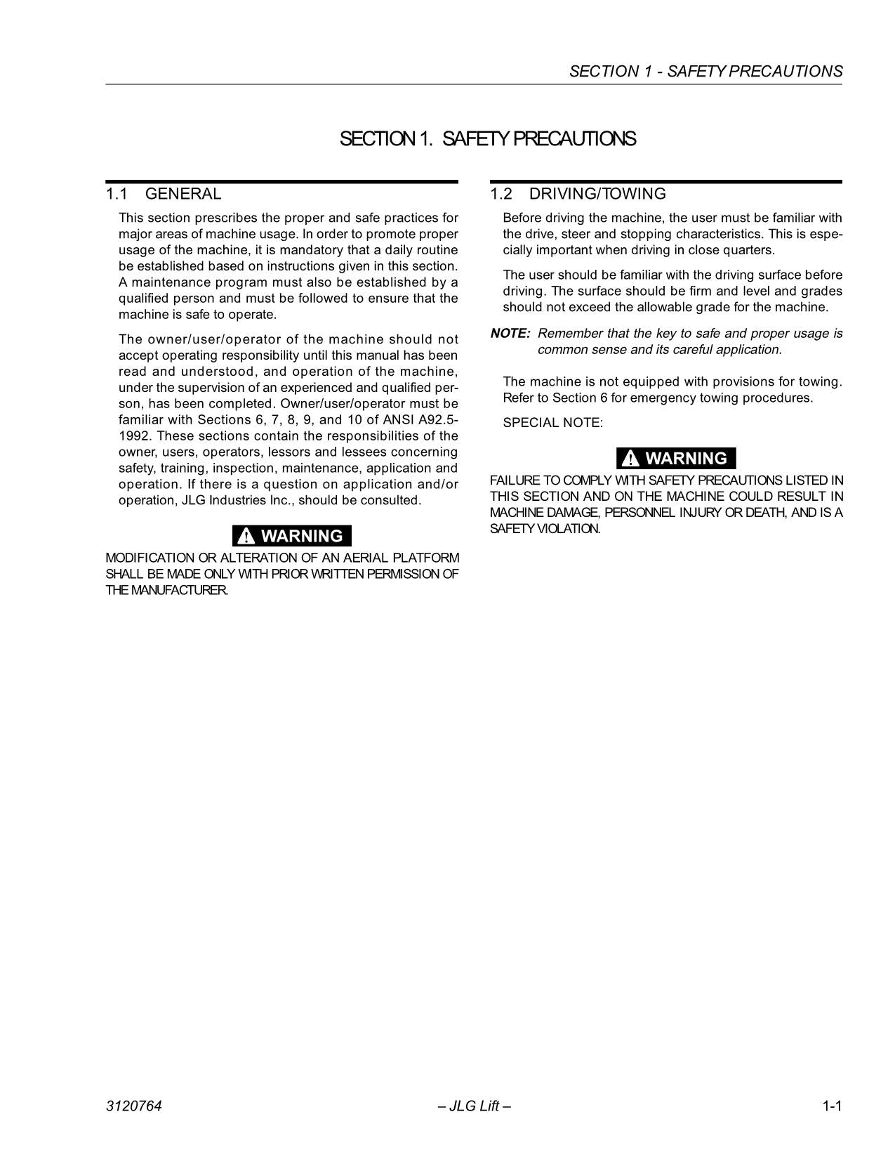 Manual del operador de mantenimiento de plataformas elevadoras JLG E45A E45AJ M45A M45AJ 3120764