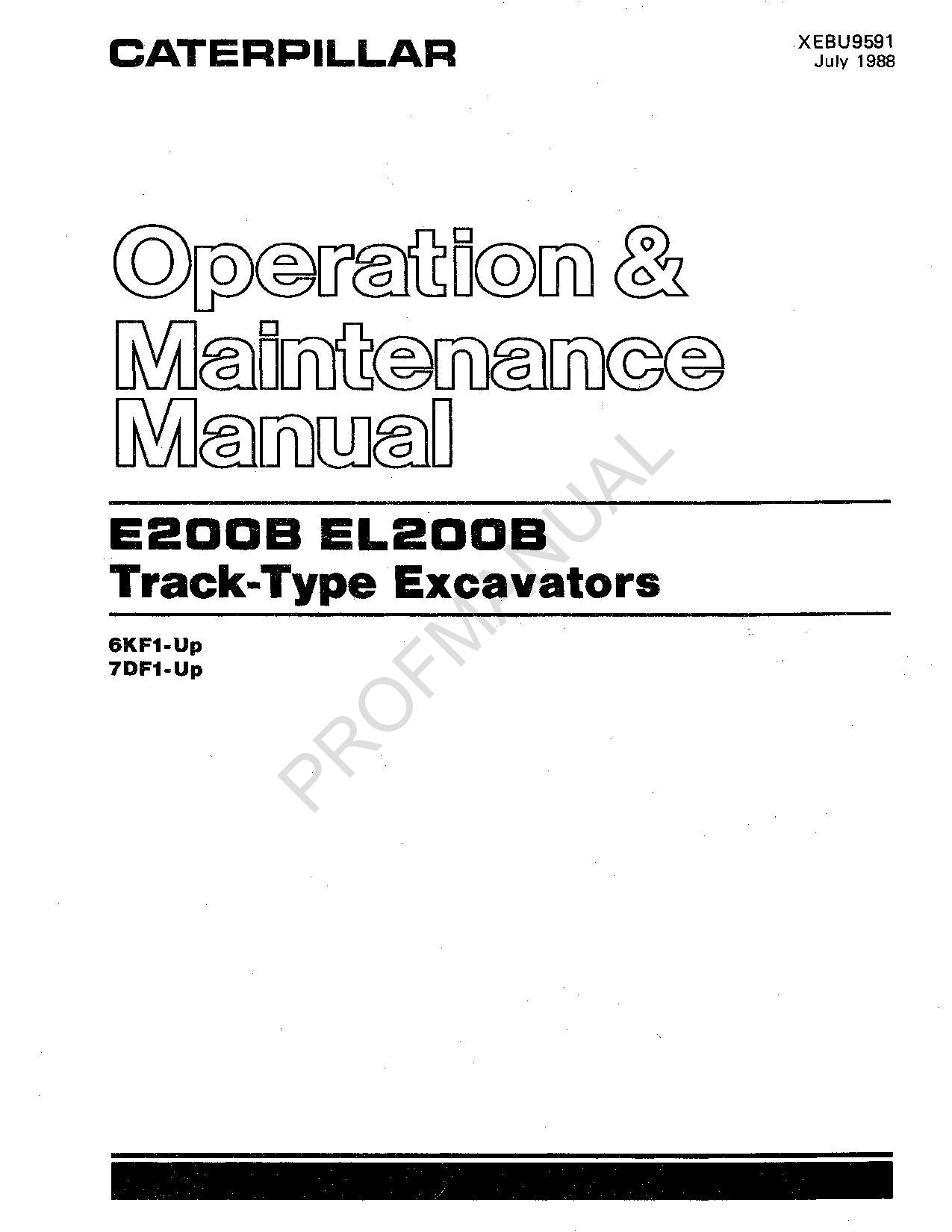Manual de mantenimiento del operador de la excavadora de cadenas Caterpillar E200B EL200B