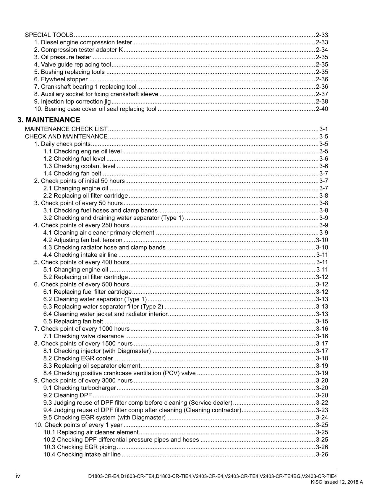 Hitachi D1803 Series V2403 Series Wheel Loader Engine Manual Workshop Manual