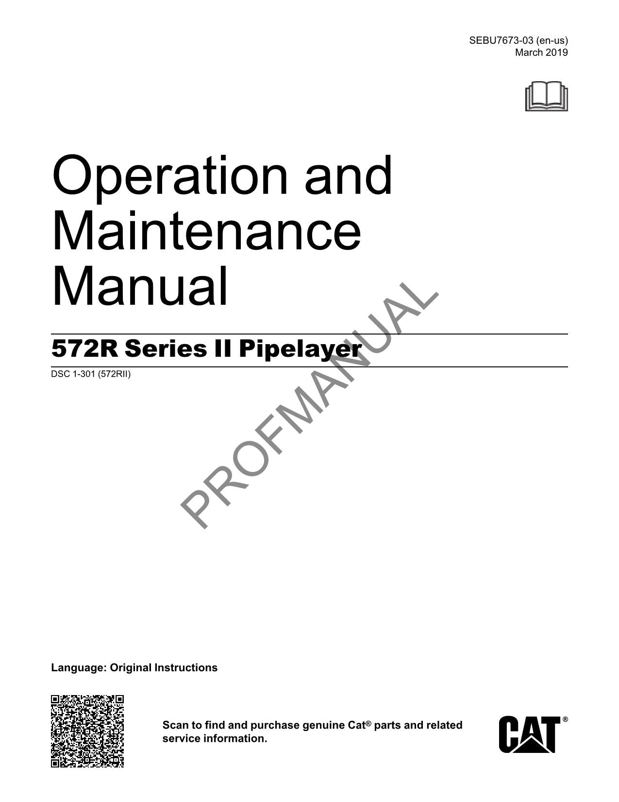 Manual de mantenimiento del operador del tiendetubos Caterpillar 572R Serie II DSC1-301