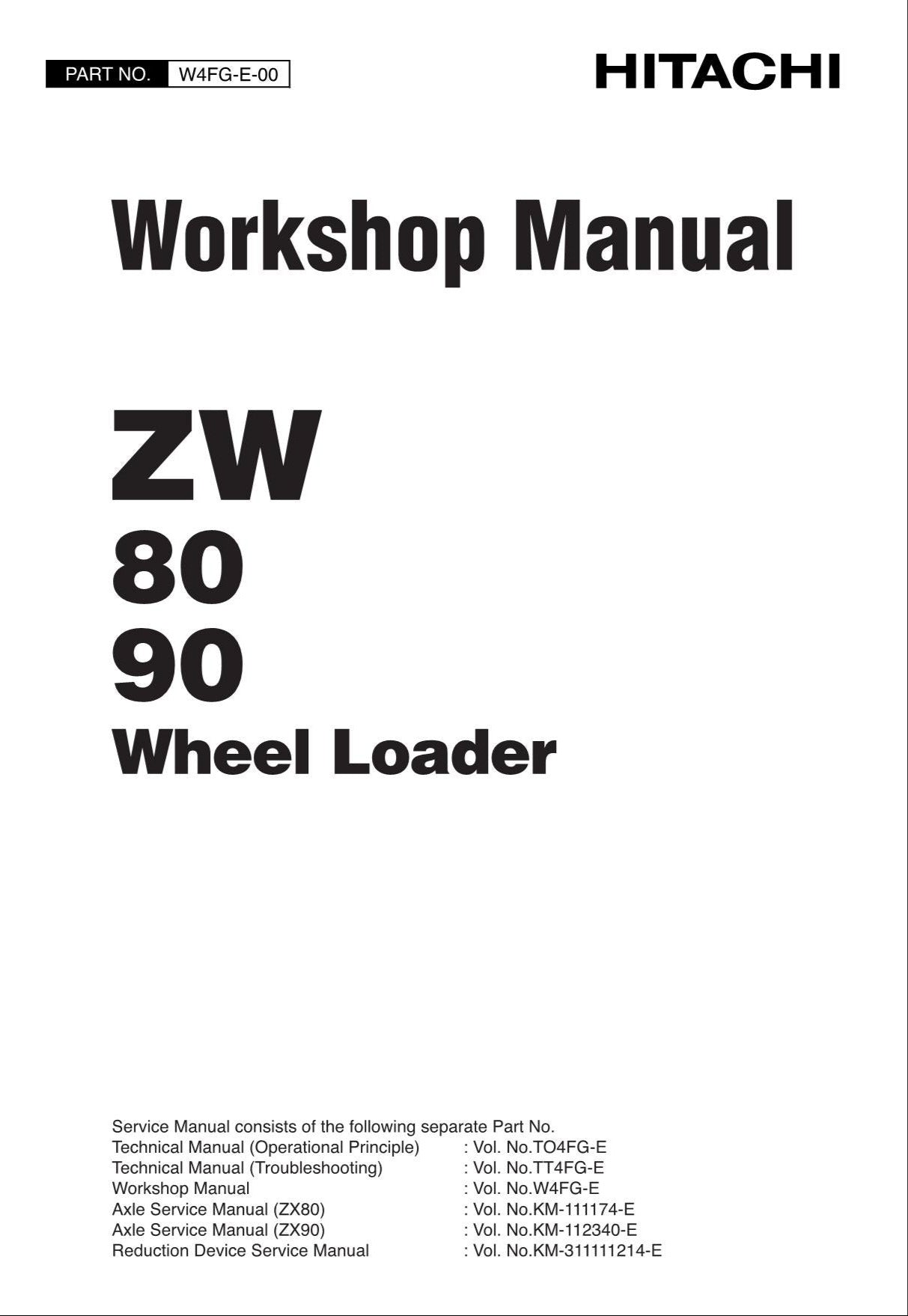 Hitachi ZW80 ZW90 Wheel Loader Workshop Manual