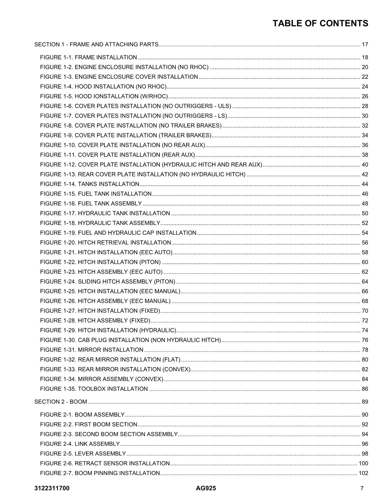 Manual del catálogo de piezas del manipulador telescópico JLG AG925