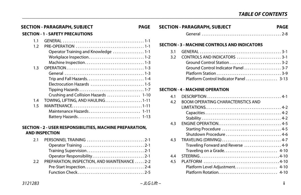 Manual del operador de mantenimiento y operación del elevador de pluma JLG 18RS 18RSJ
