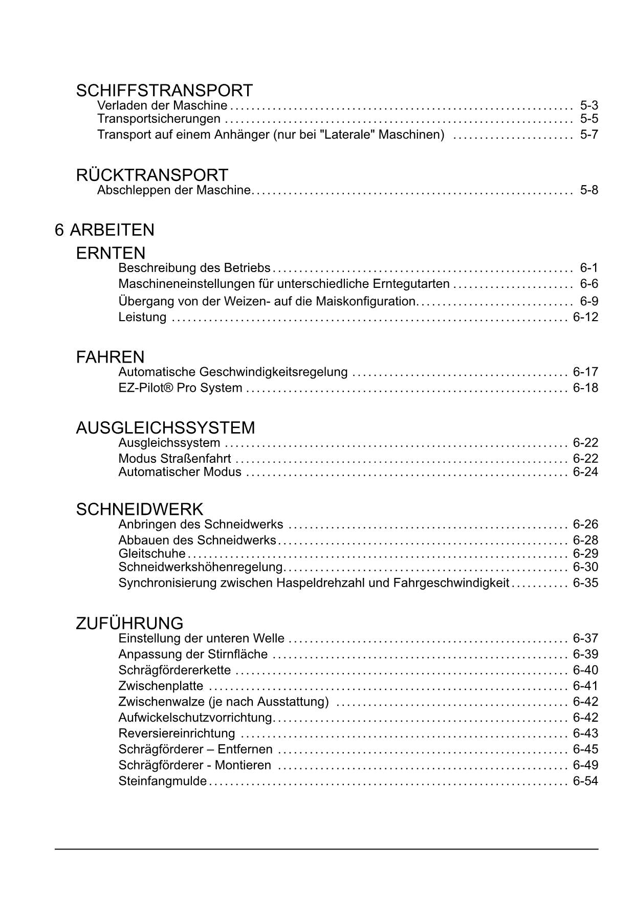 New Holland CH7 70 CH7 70 Laterale Mähdrescher Betriebsanleitung