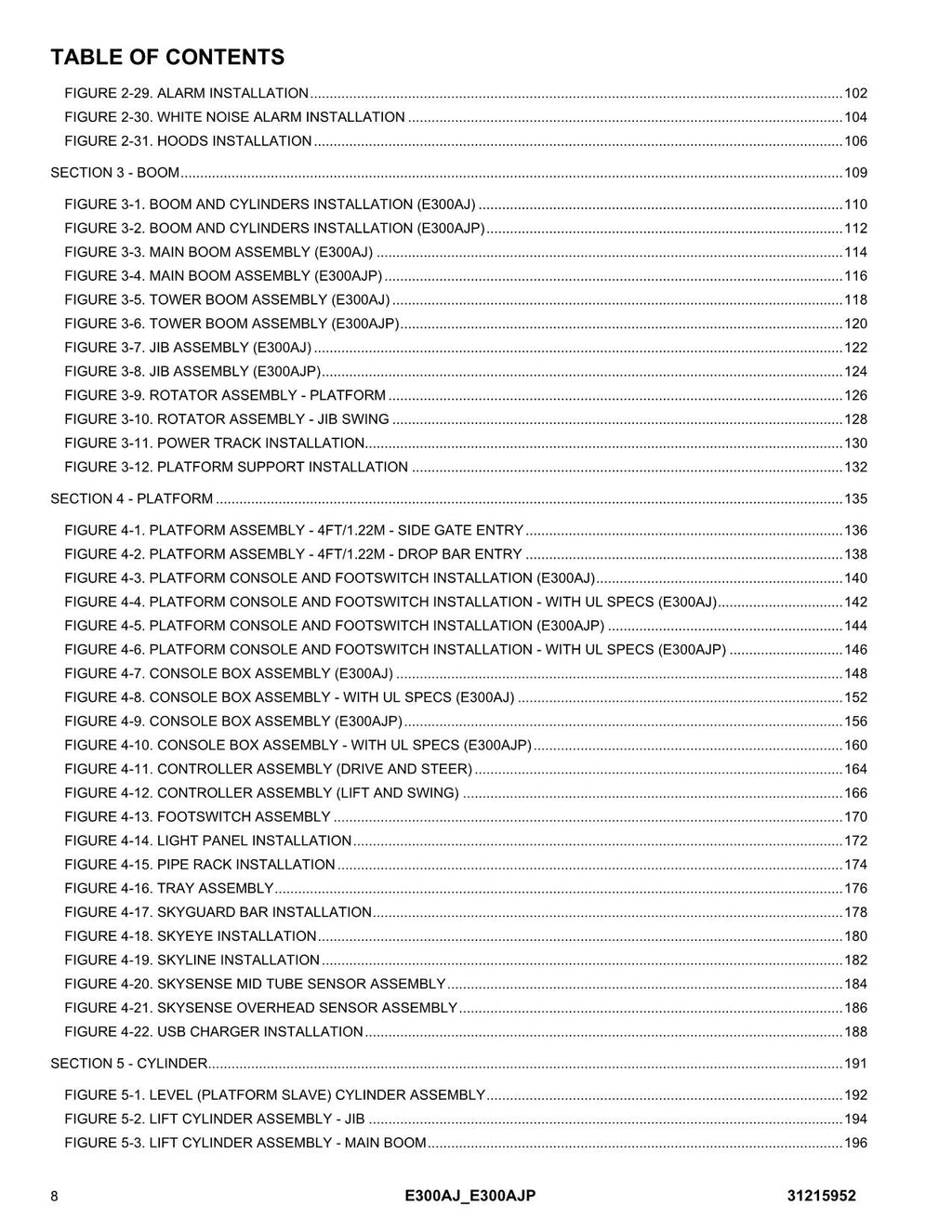 JLG E300AJ E300AJP Boom Lift Parts Catalog Manual