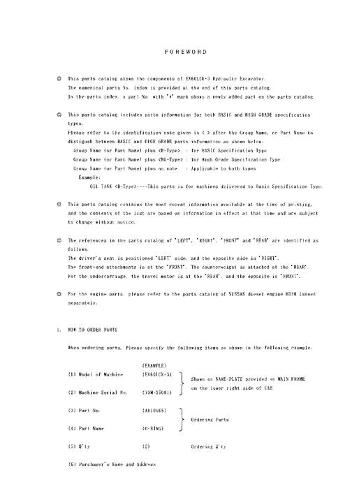 Hitachi EX60SR excavator parts catalog manual