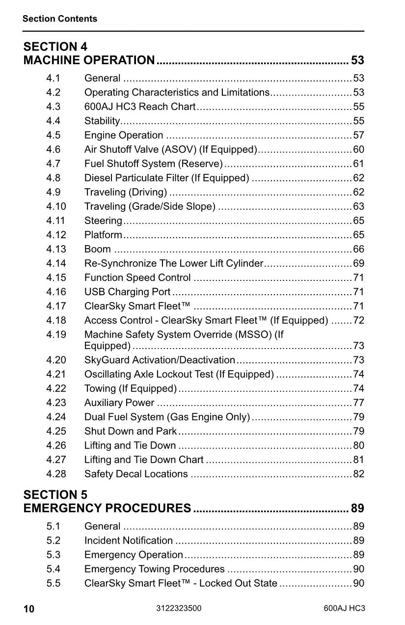 Manual del operador de mantenimiento y operación de la plataforma elevadora JLG 600AJ HC3 3122323500