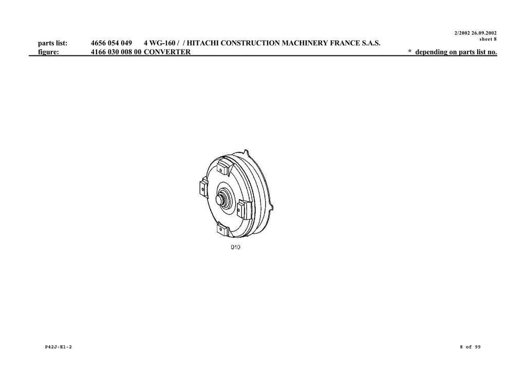 Hitachi LX145E LX170E LX145E-2 LX170E-2 Wheel Loader Parts Catalog Manual