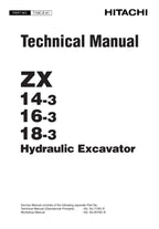 Hitachi ZX14-3 ZX16-3 ZX18-3 Excavator Service Manual with Schemes