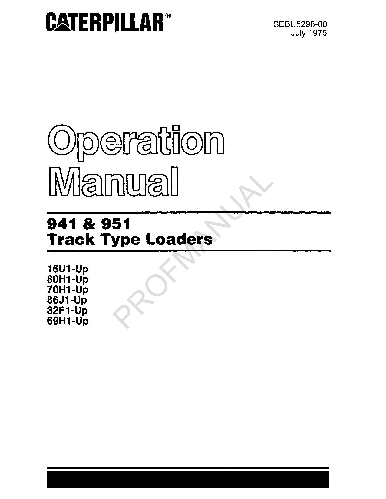 Manual del operador del cargador de cadenas Caterpillar 941 951