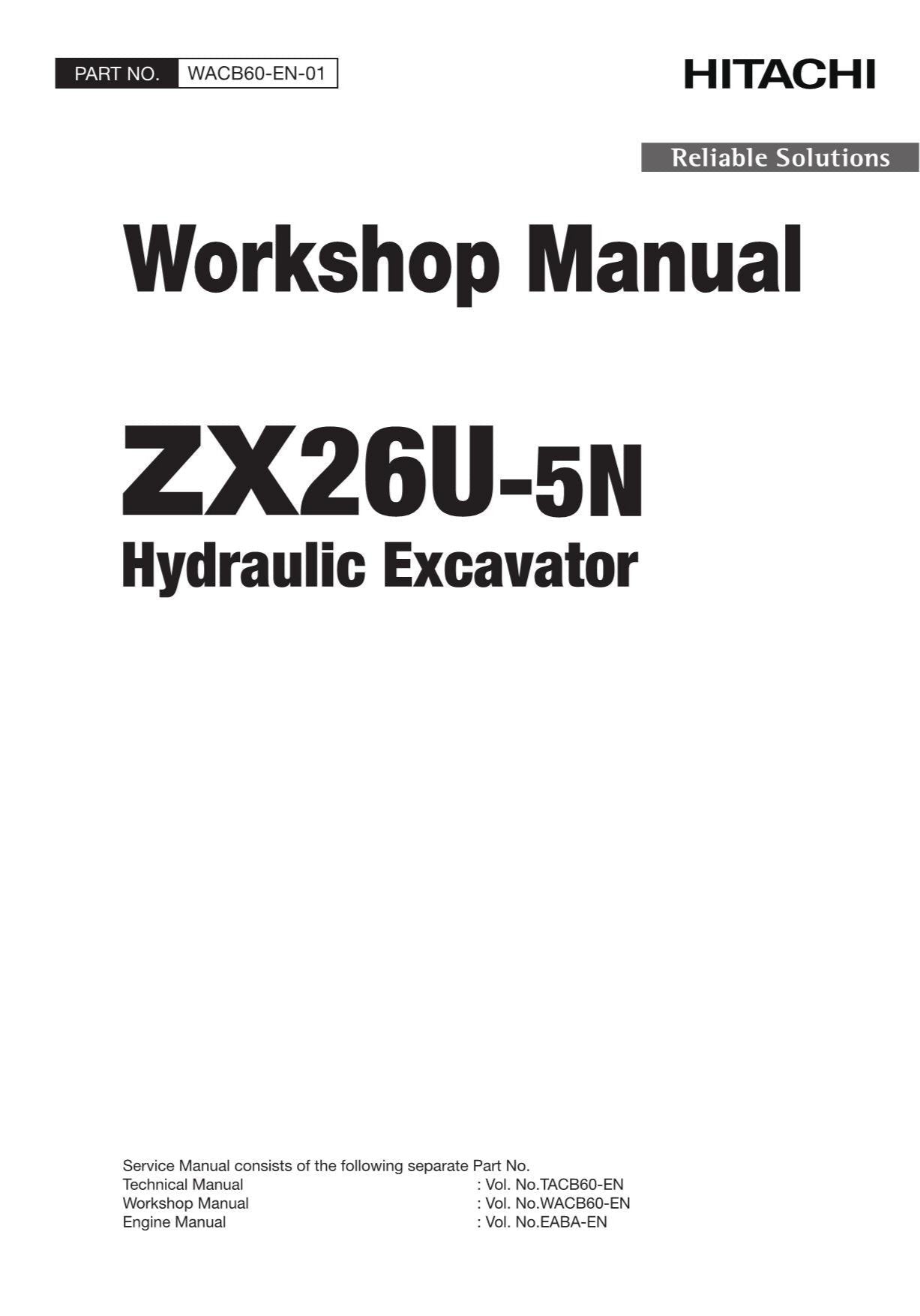 Manual de servicio y reparación de la excavadora Hitachi ZX26U-5N