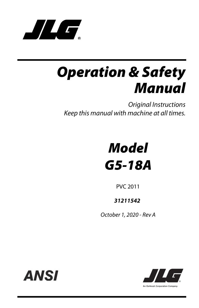 Manual del operador de mantenimiento y operación del manipulador telescópico JLG G5-18A 31211542