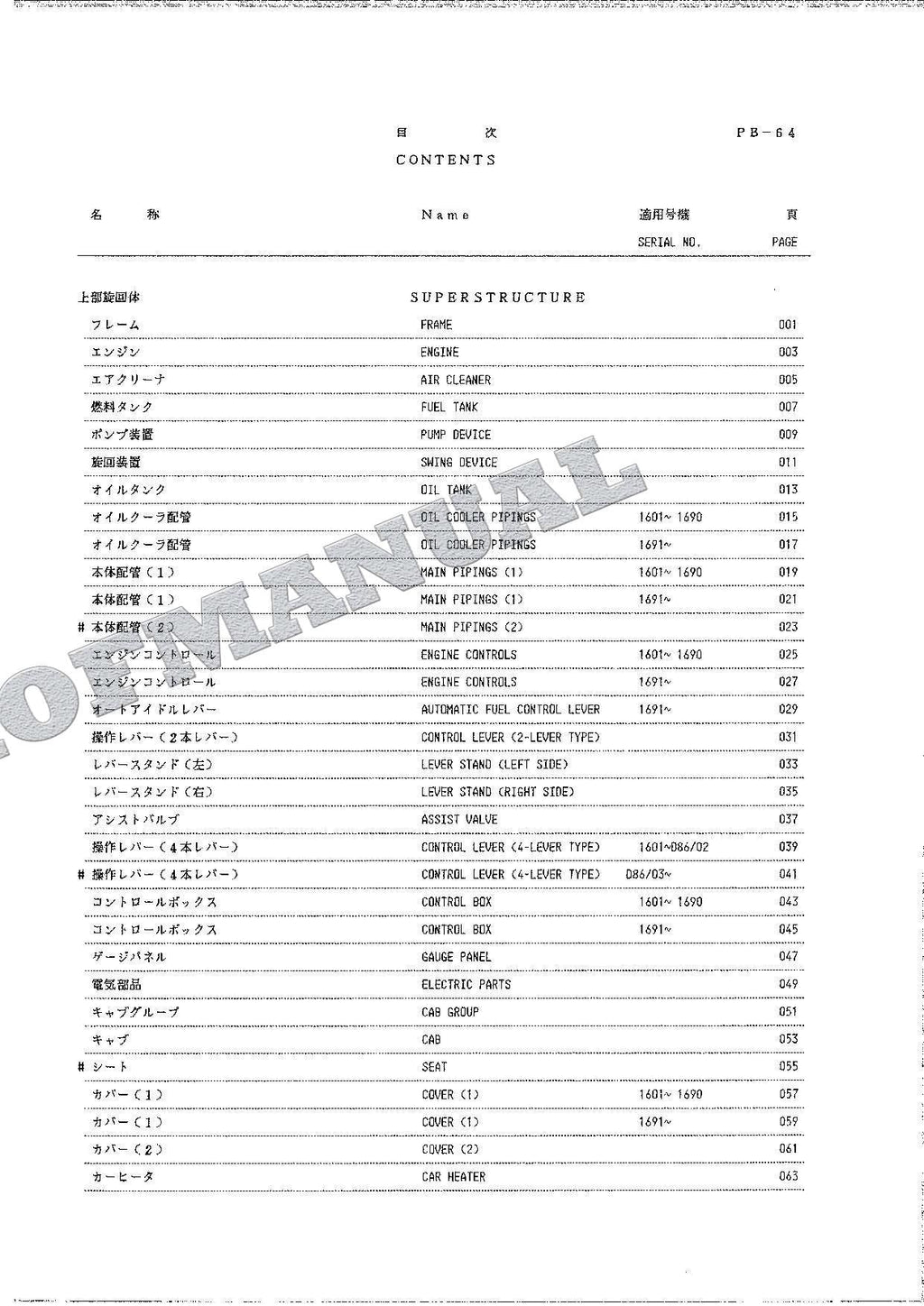 HITACHI UH053M Excavator Parts Catalog Manual EP12B-3-3