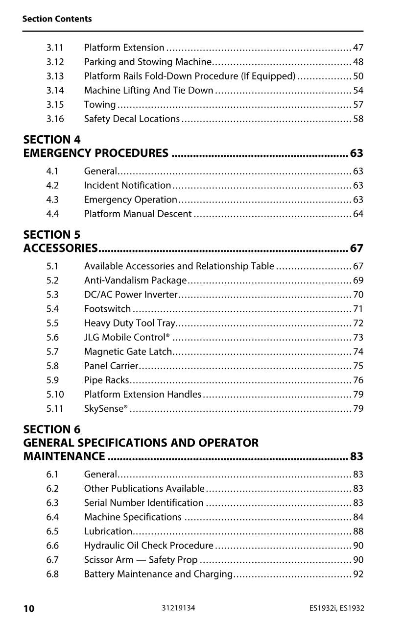 Manual del operador de mantenimiento y operación del elevador de tijera JLG ES1932 ES1932i 31219134