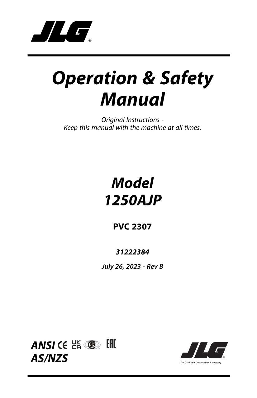 Manual del operador de mantenimiento y operación de la plataforma elevadora JLG 1250AJP 31222384
