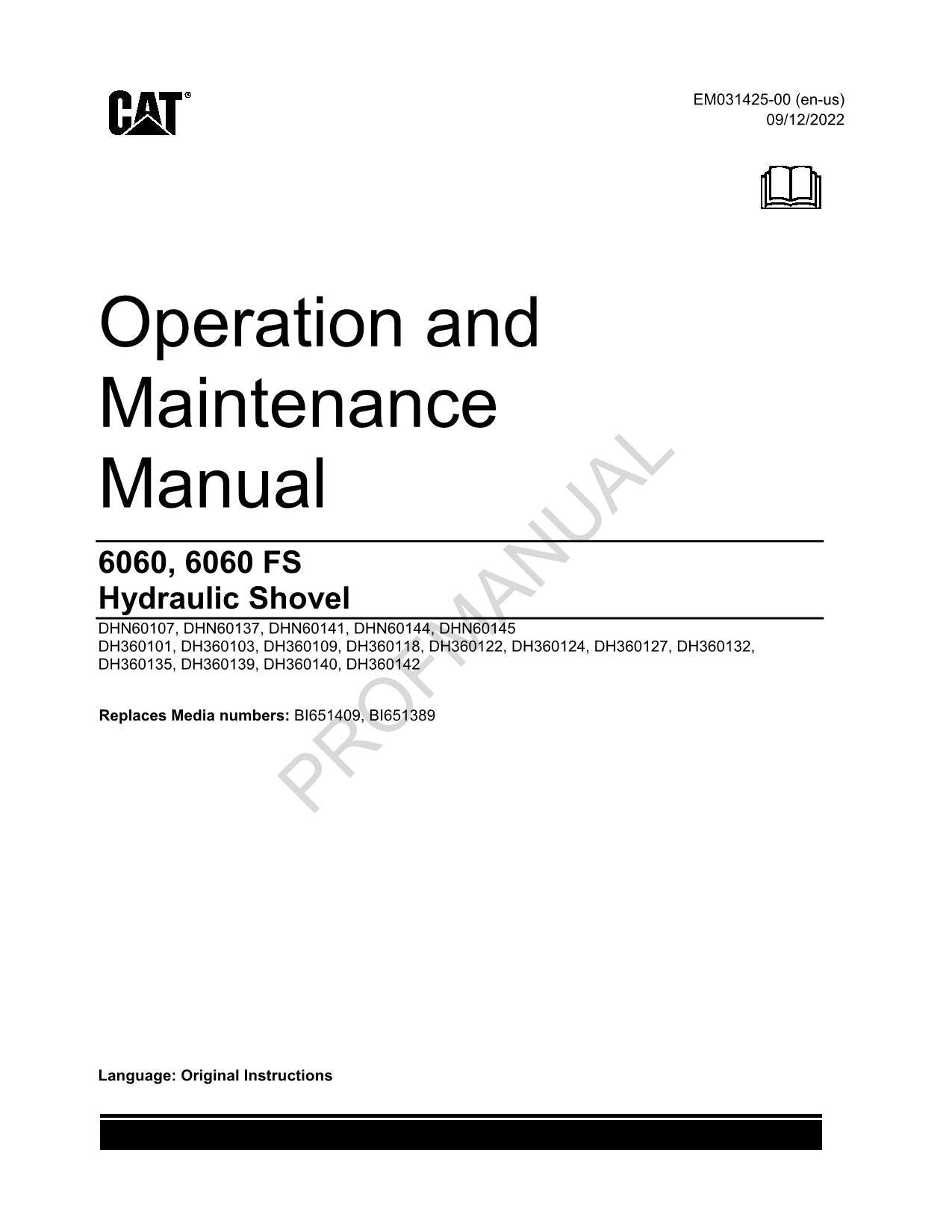 Caterpillar Certain DHN DH3-6060 6060 FS-3512C-CAMP OPERATORS MAINTENANCE MANUAL