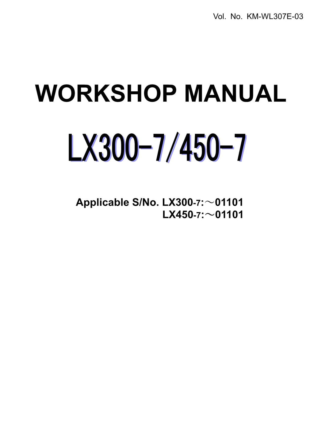 Hitachi LX300-7 LX450-7 Wheel Loader Workshop Manual