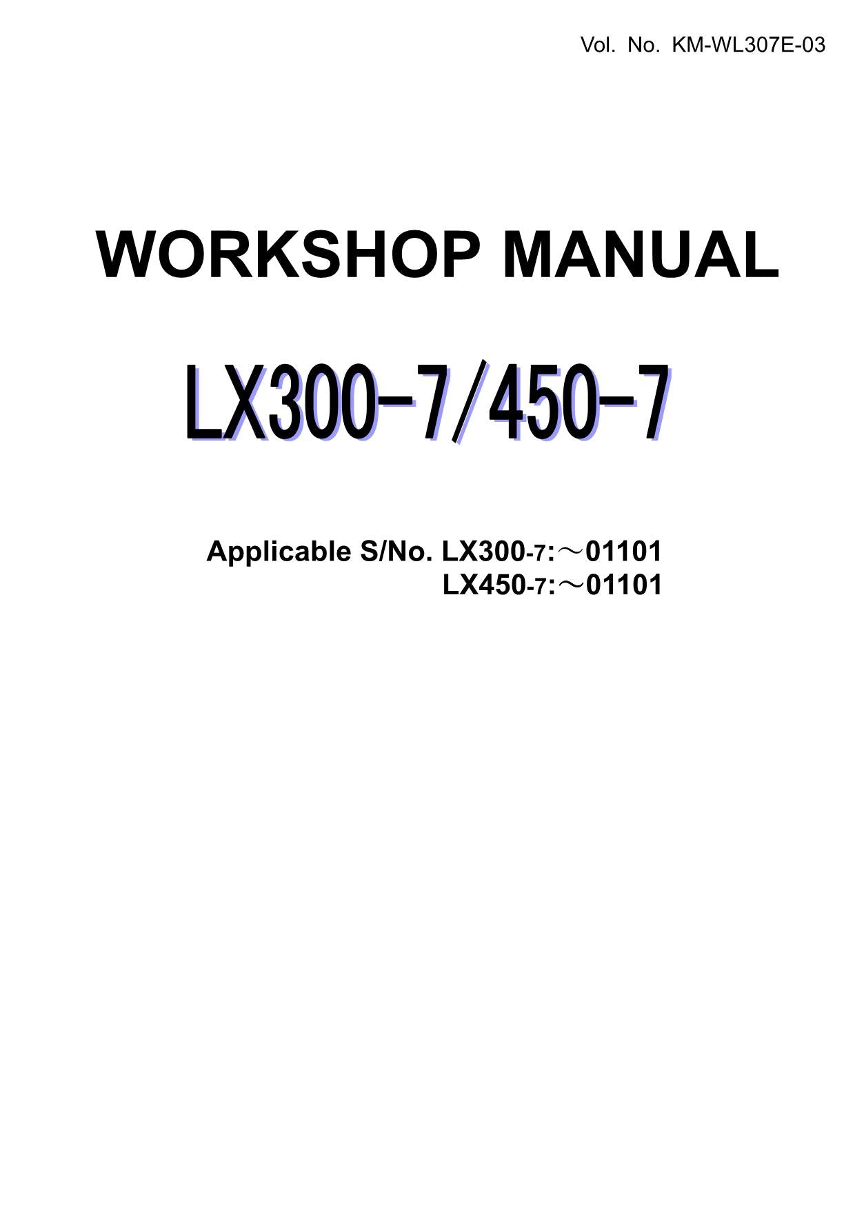Hitachi LX300-7 LX450-7 Wheel Loader Workshop Manual