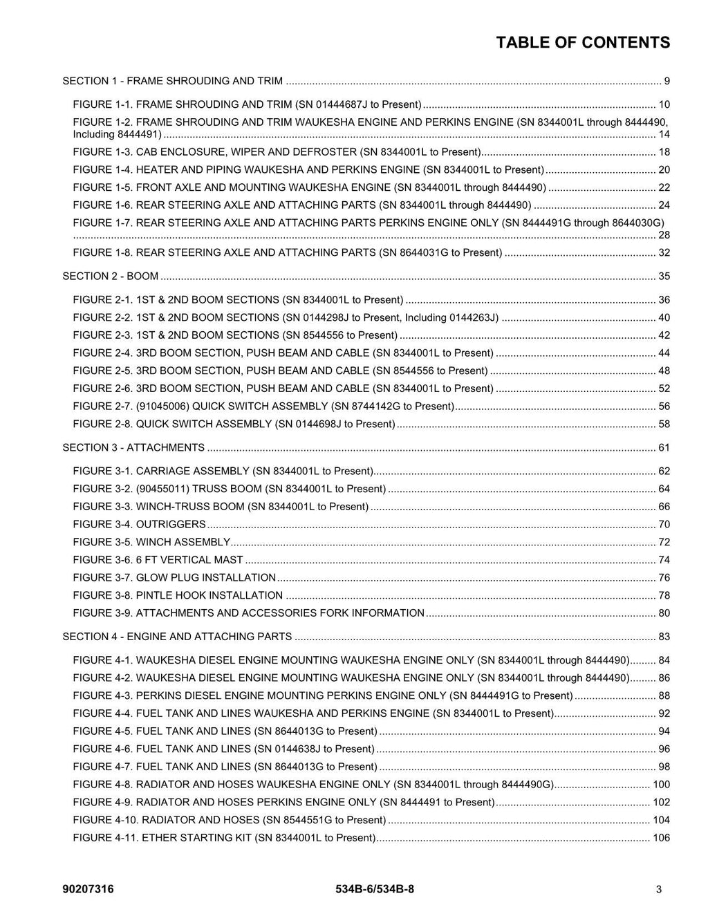 GRADALL JLG 534B-6 534B-8 Telehandler Parts Catalog Manual