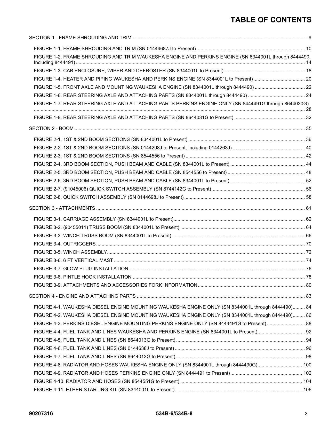 GRADALL JLG 534B-6 534B-8 Telehandler Parts Catalog Manual