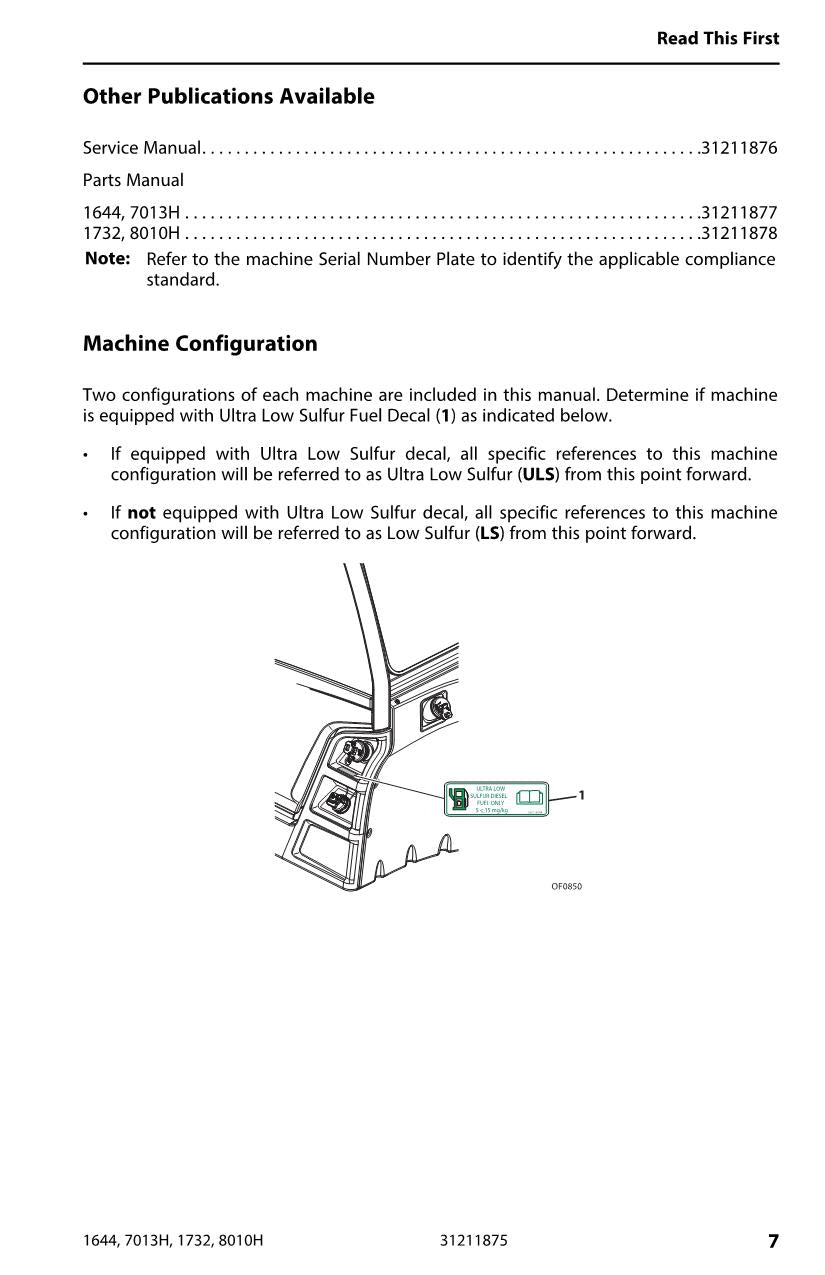 Manual del operador de mantenimiento de manipuladores telescópicos JLG 1644 1732 7013H 8010H 31211875