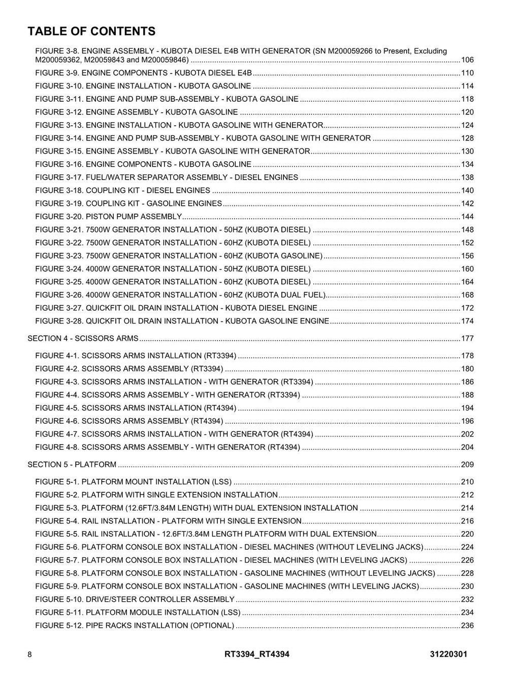 JLG RT3394 RT4394 Scissor Lift Parts Catalog Manual 31220301