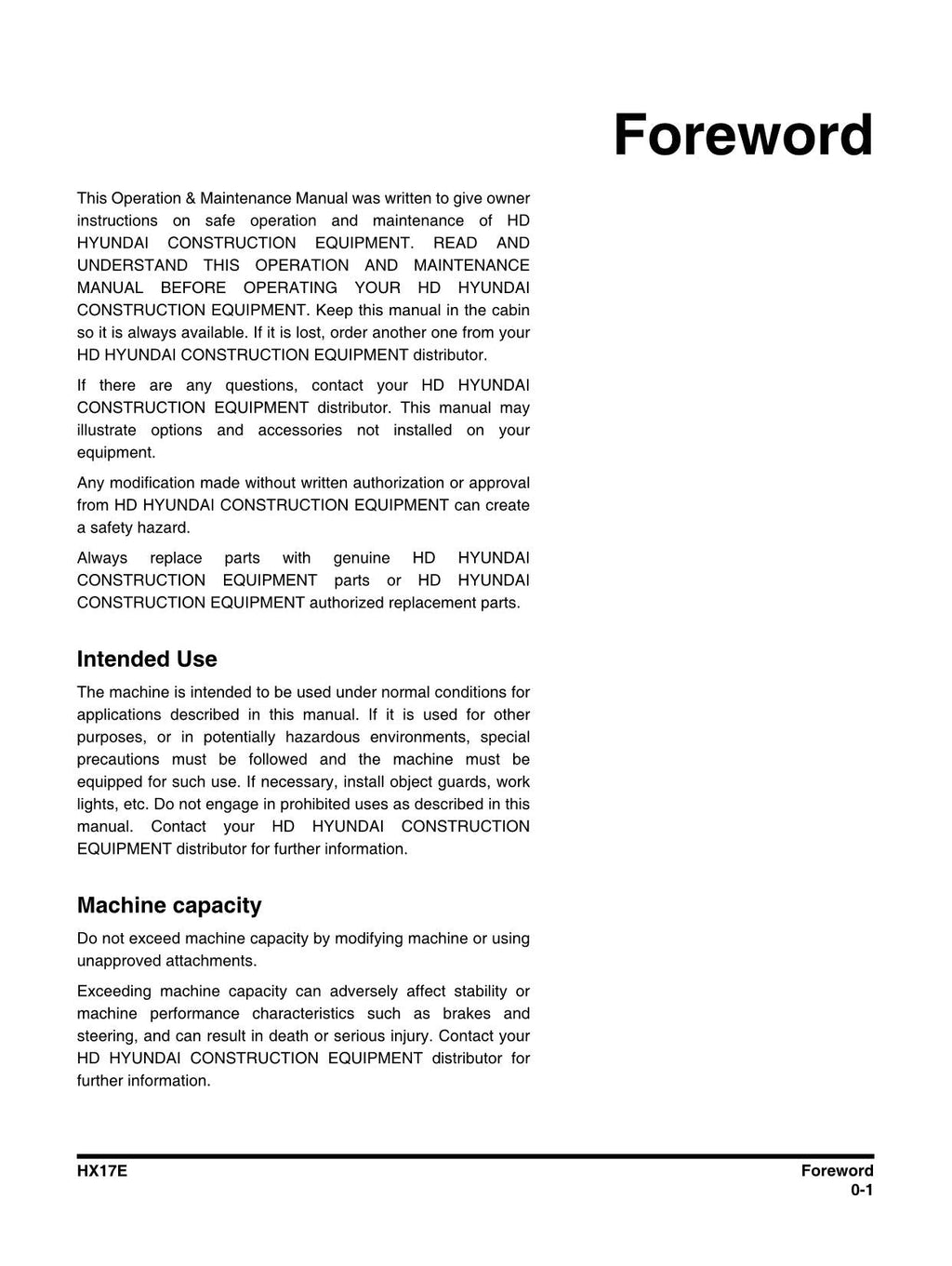 Hyundai HX17E CRAWLER EXCAVATOR Operators Maintenance Manual
