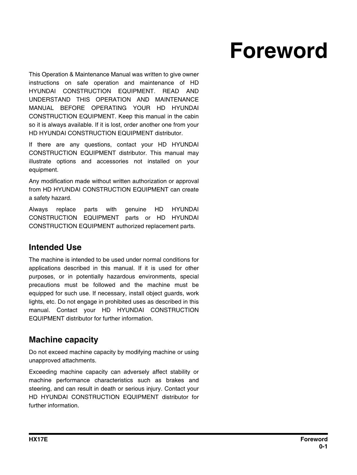 Manual de mantenimiento del operador de la excavadora sobre cadenas Hyundai HX17E