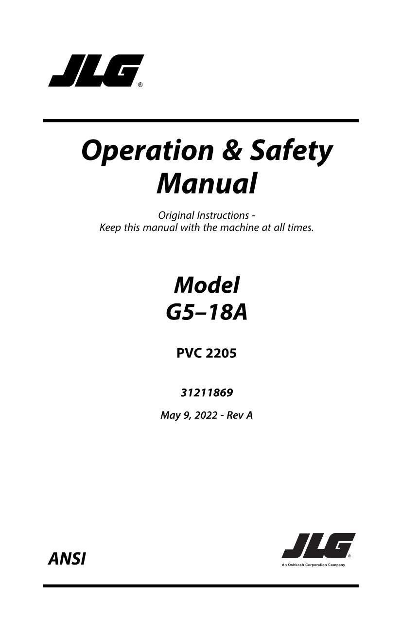 Manual del operador de mantenimiento y operación del manipulador telescópico JLG G5-18A 31211869