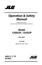 JLG 1200SJP 1350SJP Boom Lift Maintenance Operation Operators Manual 31219956
