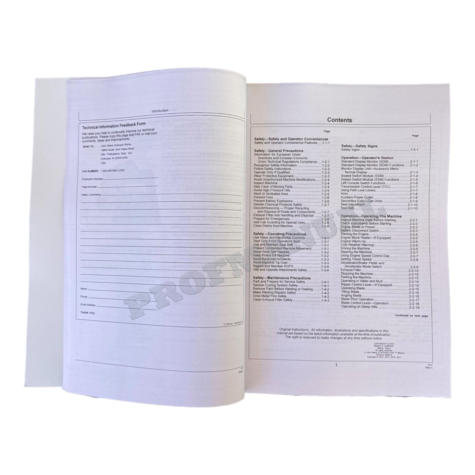 Manual del operador de la topadora sobre cadenas Jonh Deere 550K y 650K + ¡Extra! OMT288826 